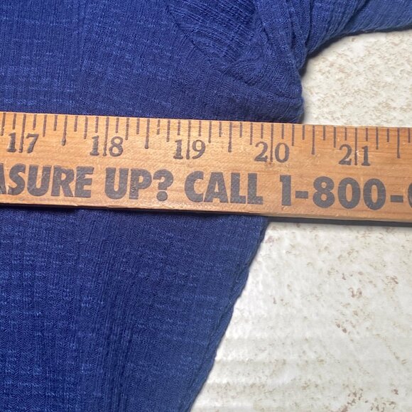 Kancystore Blue Long Sleeve Lace Cuff Top Waffle Knit Button Henley Womens XL - Picture 6 of 8